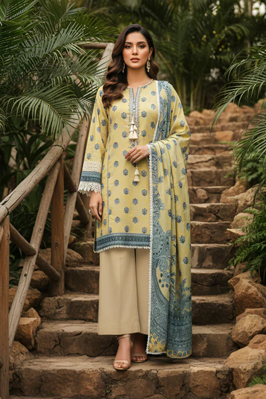 Light Yellow Printed Lawn By jacquard
