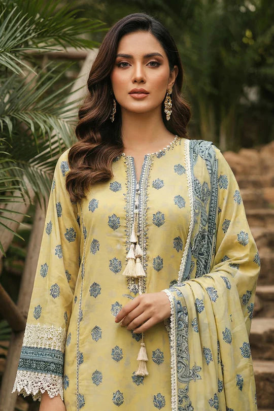 Light Yellow Printed Lawn By jacquard